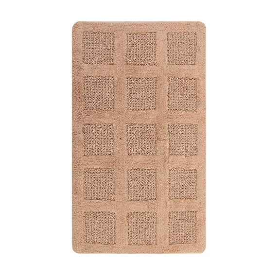 Knightsbridge Square Honeycomb 100% Cotton Reversible Bath Rug 17 X 24 Natural