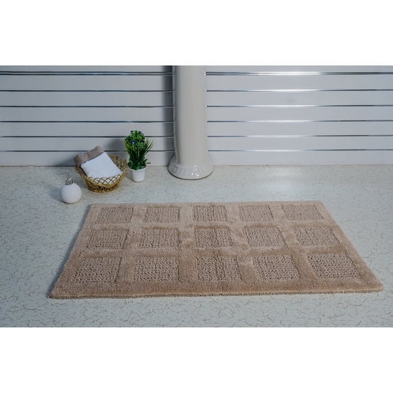 Knightsbridge Square Honeycomb 100% Cotton Reversible Bath Rug 20 X 30 Natural