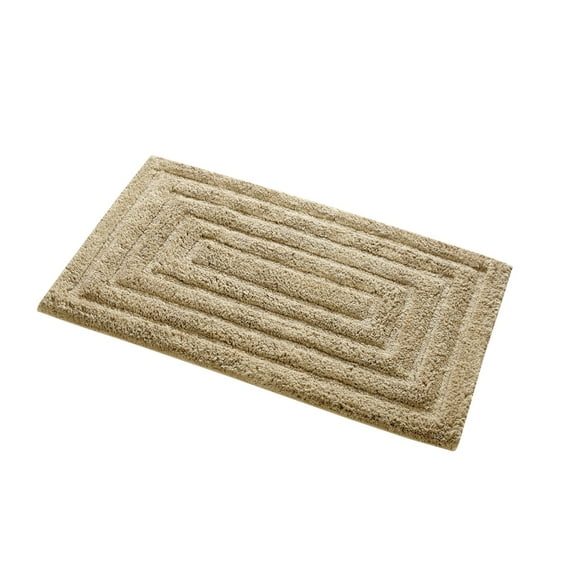 Knightsbridge Stylish And Comfortable All Season Traditional Racetrack Design Cotton Bath Rug 17" X 24" Stone