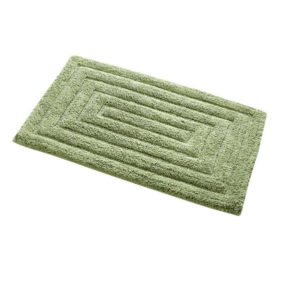 Knightsbridge Stylish And Comfortable All Season Traditional Racetrack Design Cotton Bath Rug 24" X 40", Sage