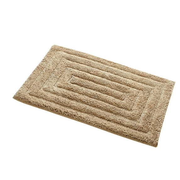Knightsbridge Stylish And Comfortable All Season Traditional Racetrack Design Cotton Bath Rug 17" X 24" Natural