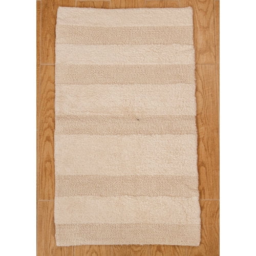 Knightsbridge Stylish And Comfortable All Season Traditional Wide Cut Design Cotton Bath Rug Set 21" X 34" Ivory