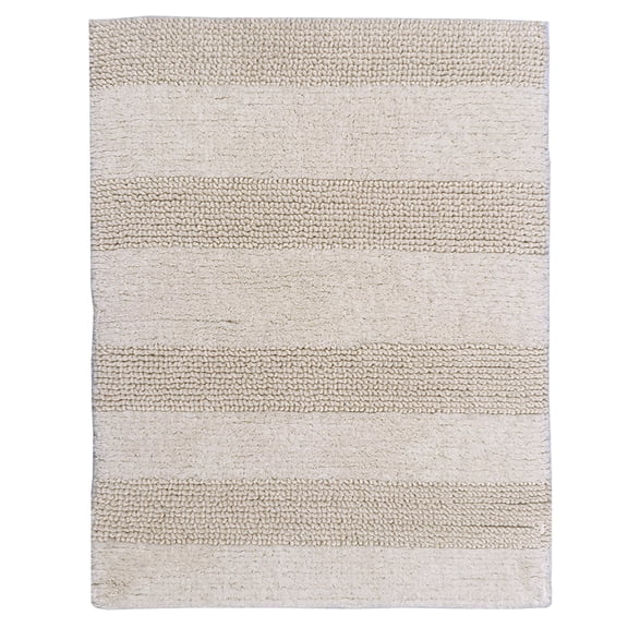Knightsbridge Stylish And Comfortable All Season Traditional Wide Cut Design Cotton Bath Rug Set 24" X 40" Ivory