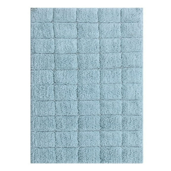 Knightsbridge Summer Tile 220 GSF Non Skid Back Bath Rug 20 x 30 - Light Blue