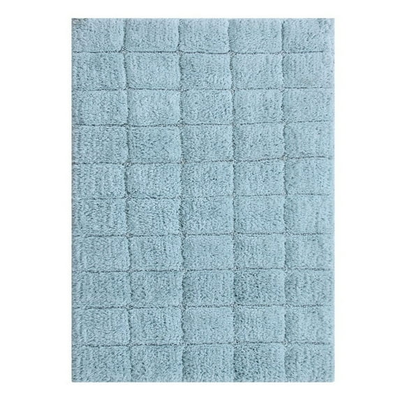 Knightsbridge Summer Tile 220 GSF Non Skid Back Bath Rug 21 x 34 - Light Blue