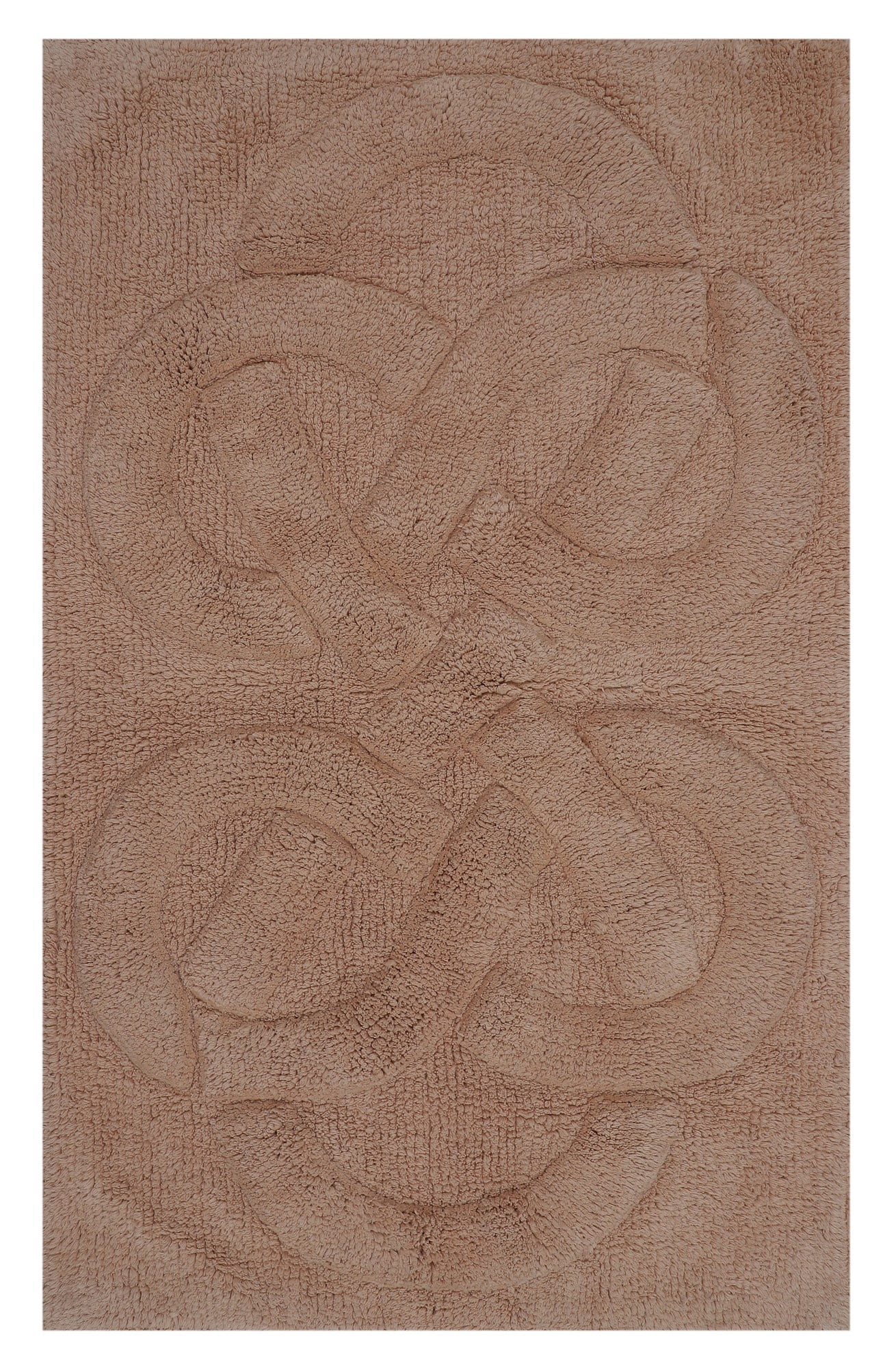 Knightsbridge Natural Cotton Sculpted Bath Rug with Non-Slip Back