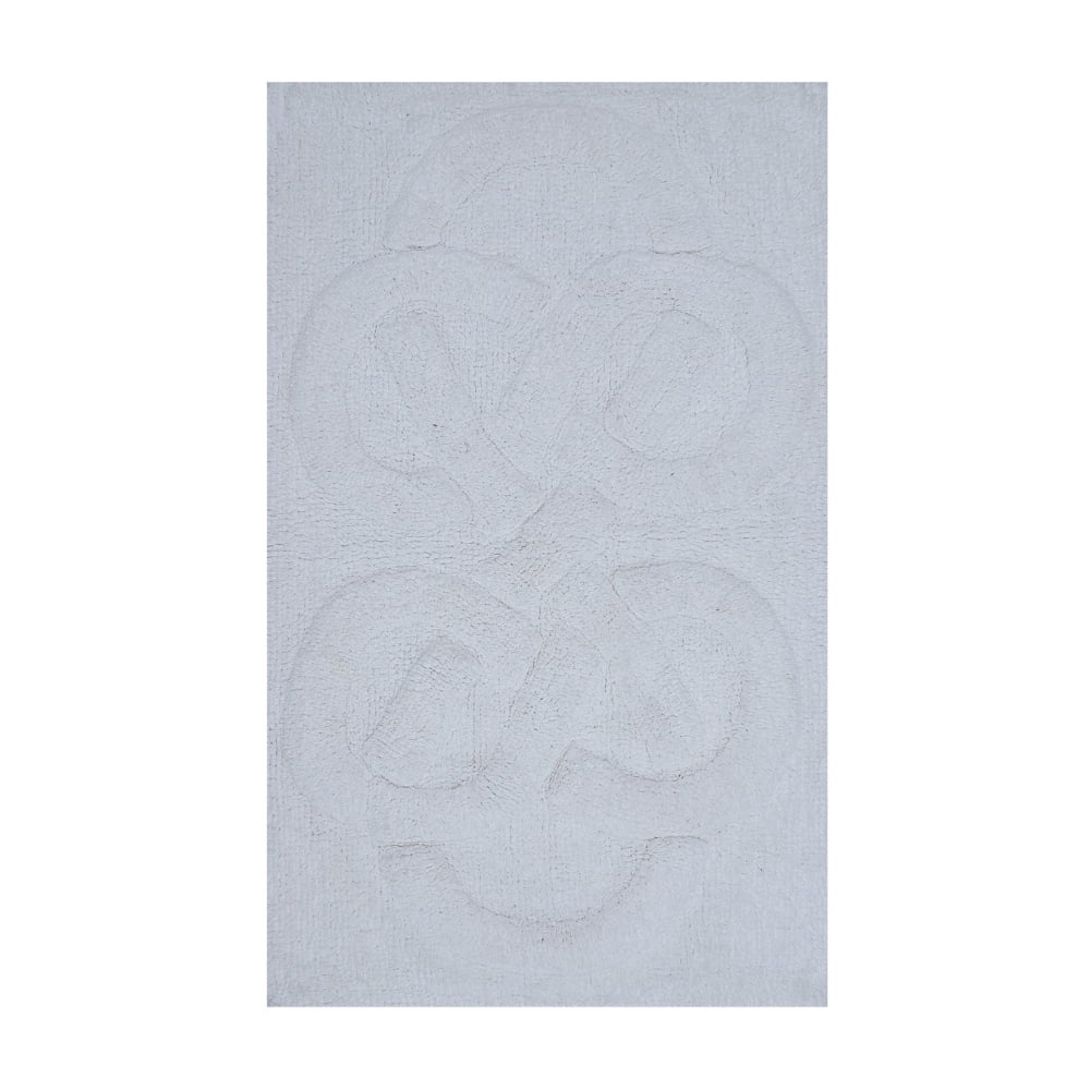 White Cotton Plush Sculptured Bath Rug 17 x 24