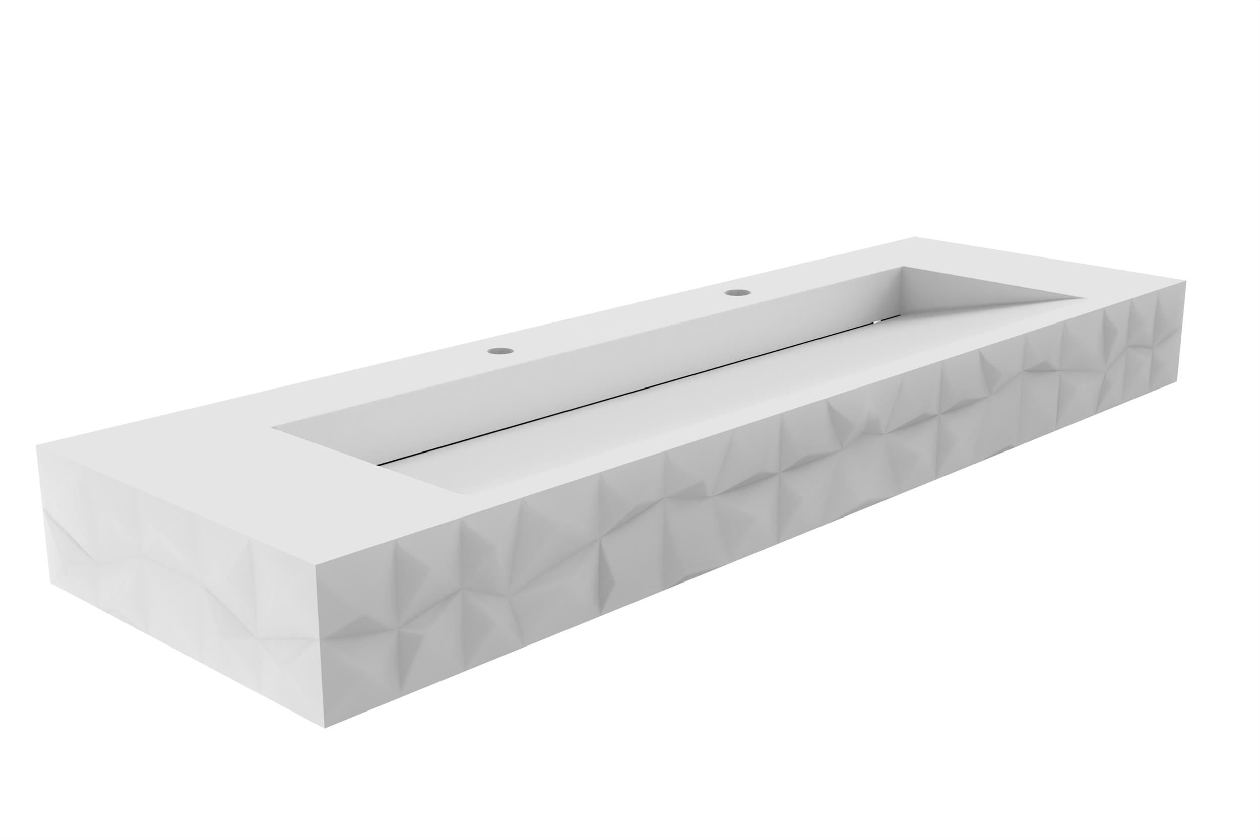Knightsbrook 60" Floating White Wall Mounted Bathroom Solid Surface Stone Sink