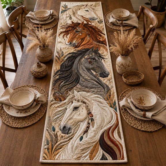 Knightwalker Table Runner Horse, Quilted Polyester, M - 195 x 41 cm