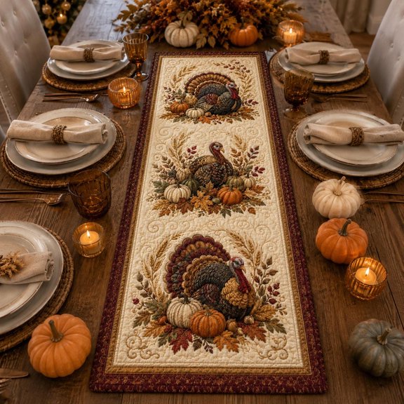 Knightwalker Table Runner Turkey, Quilted Polyester, M - 195 x 41 cm