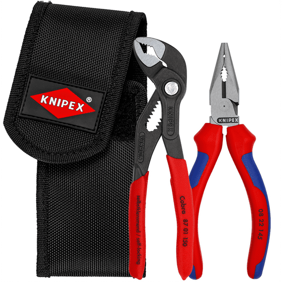 KNIPEX 2 Pc Mini Pliers in Belt Pouch - Cobra and Needle-Nose