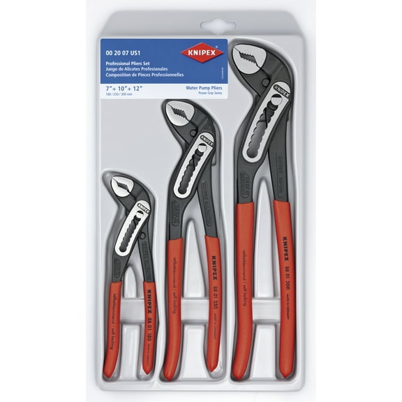 KNIPEX Tools 00 20 07 US1, Alligator Pliers 7, 10, and 12-Inch Set, 3-Piece