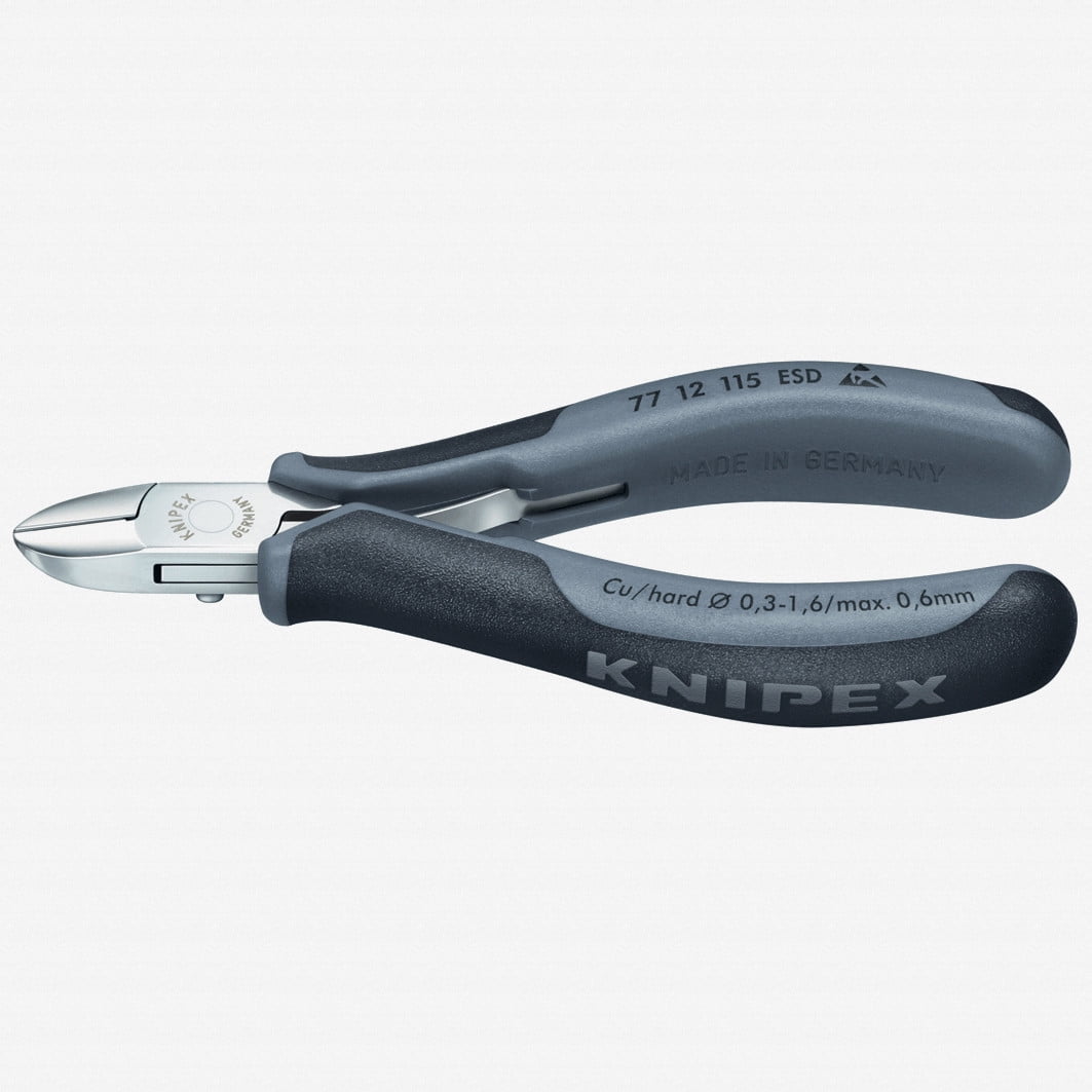 Knipex 4.5" ESD Electronics Diagonal Cutters Round Head w/ Bevel and Lead Catcher - MultiGrip