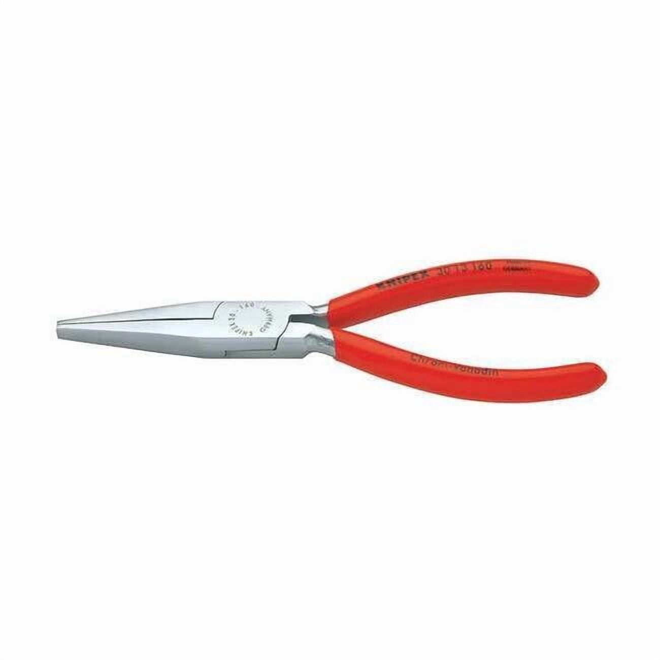 Knipex 6.3" Long Nose Pliers (flat jaws) - Chrome w/ Plastic Grip