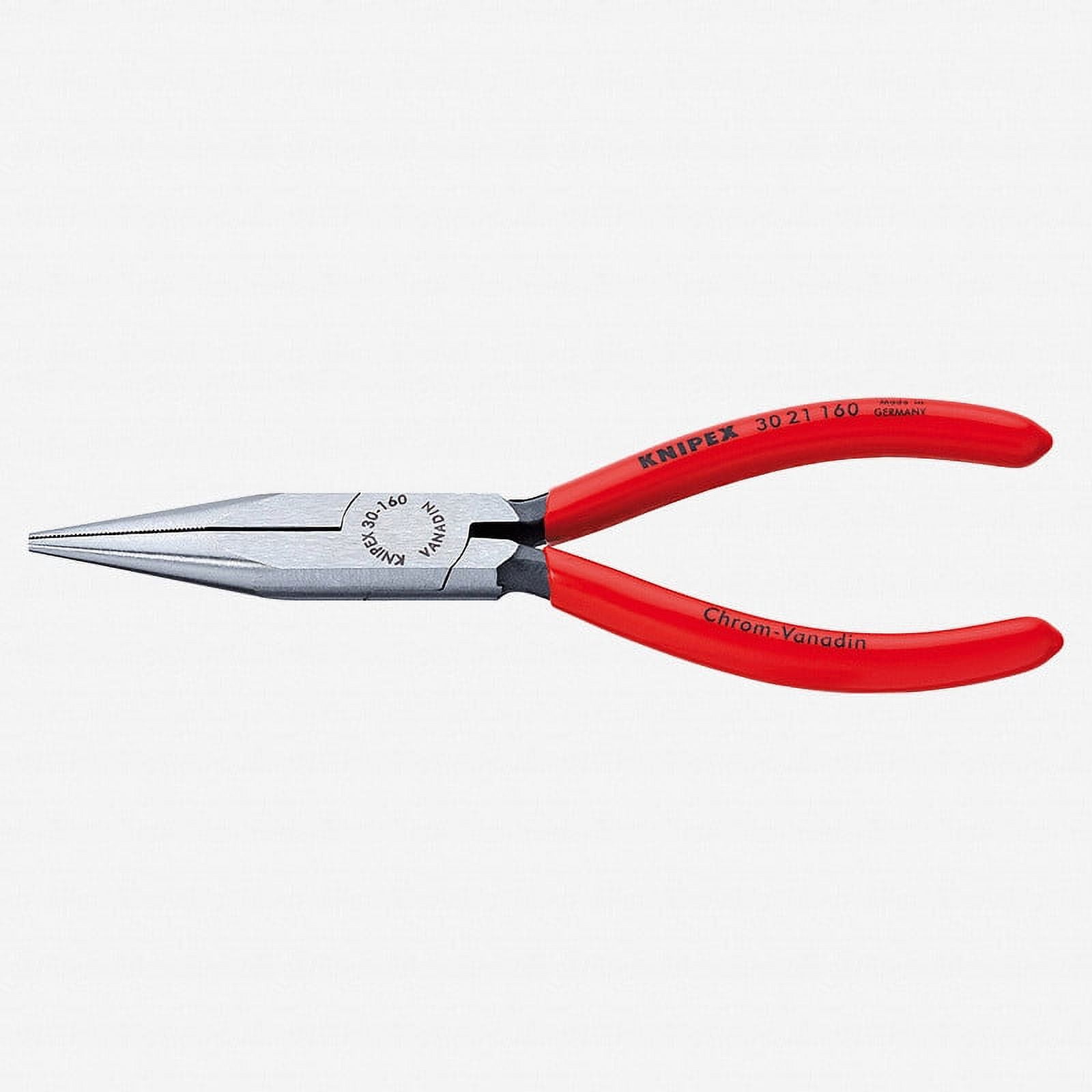 Knipex 6.3" Long Nose Pliers (half-round jaws) - Plastic Grip