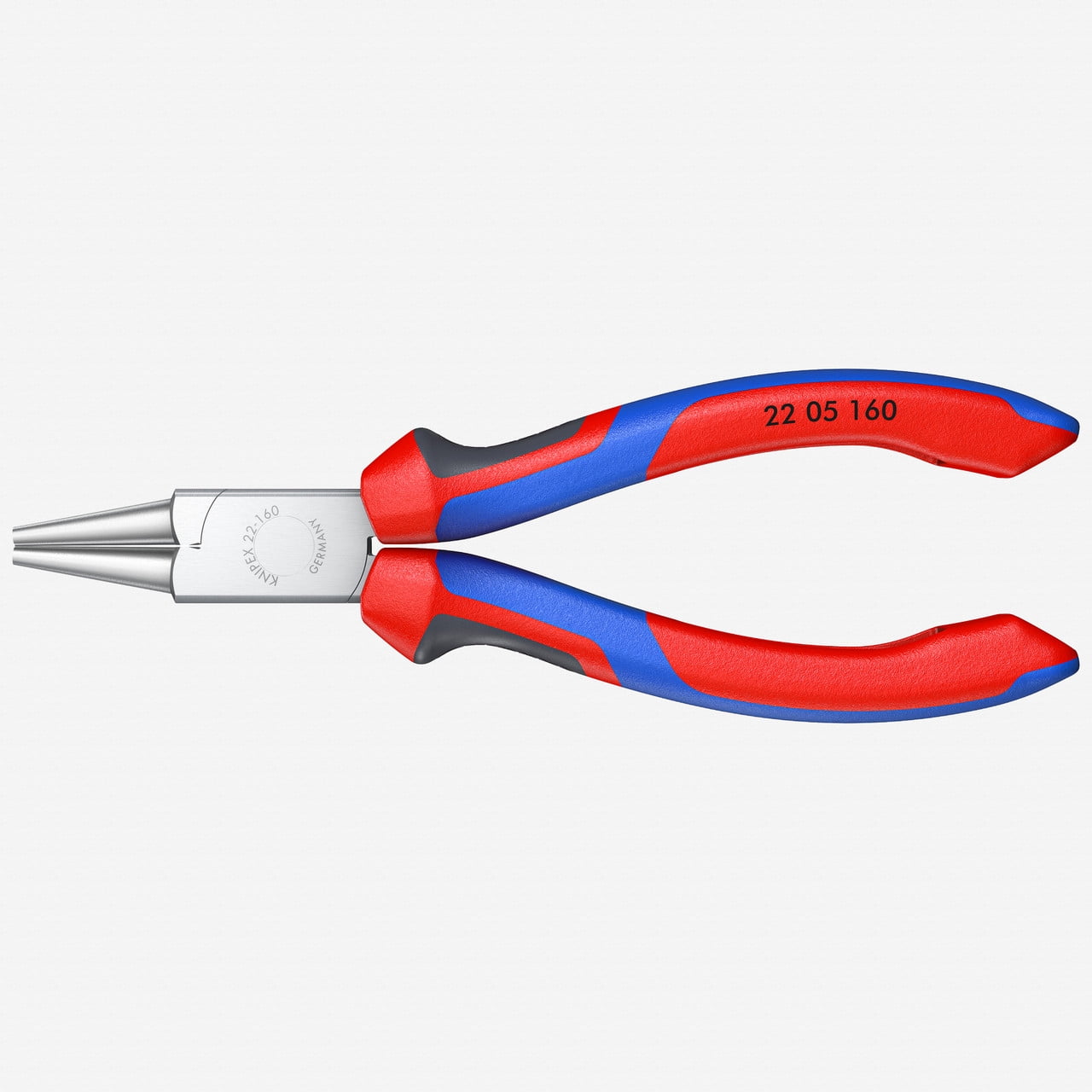 6 1/2 in 22 Round Nose Plier Multi-Component Grip Handle 22 05 160