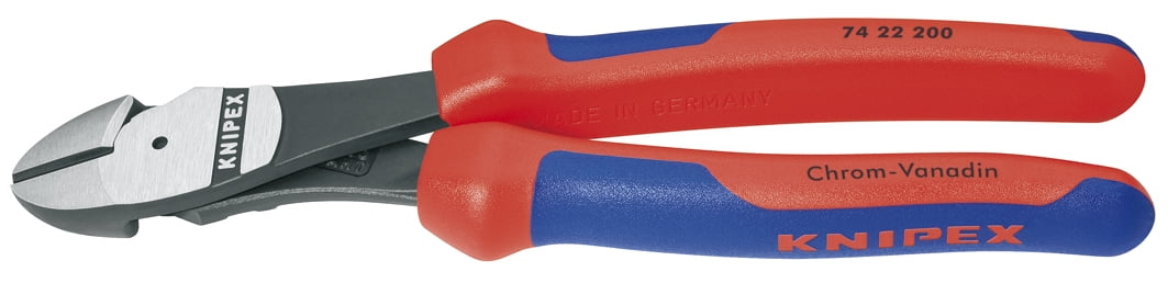 Knipex 7422200 8" High Leverage Angled Diagonal Cutters w/ Comfort Grip