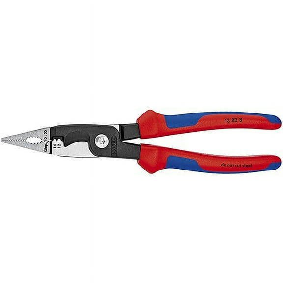 Knipex Tools 13 82 8 SBA 8 in. Electrical Installation Pliers with Comfort Grip, Blue & Red
