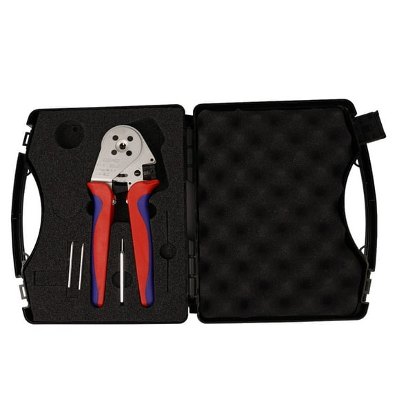 KNIPEX 97 52 65 Four-Mandrel Crimping Pliers, Chrome-Plated, Ergonomic Grip, with Locator, in Plastic Case