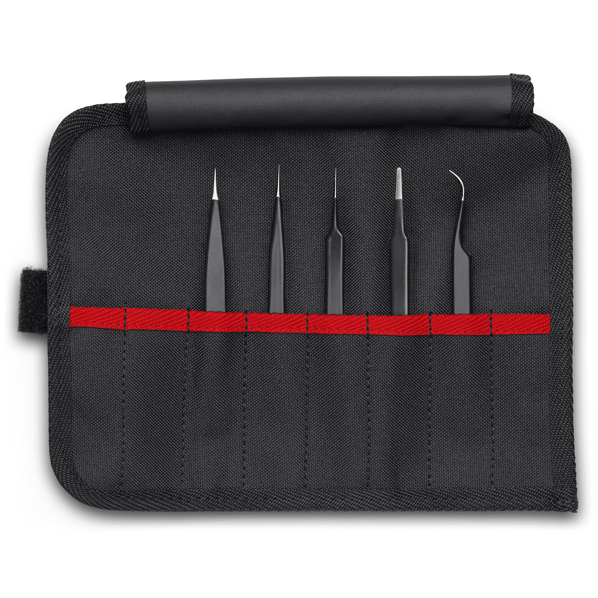 KNIPEX 5 Pc Stainless Steel Tweezers Set in Tool Roll-ESD