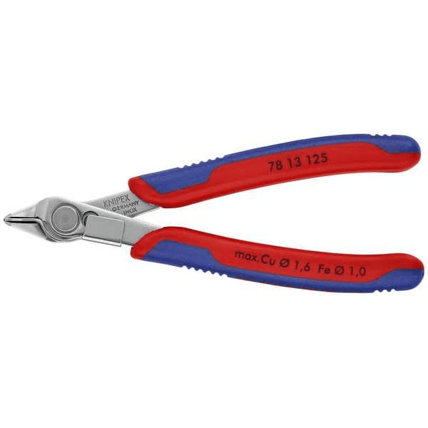 Knipex Electronic Flush Cut Pliers 4 7/8in Straight Lead Catcher Precision Ergonomic Cutter 78 13 125