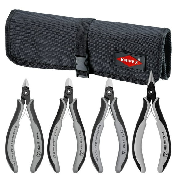 Knipex Electronics Esd Pliers Set In A Tool Roll, 4 Piece