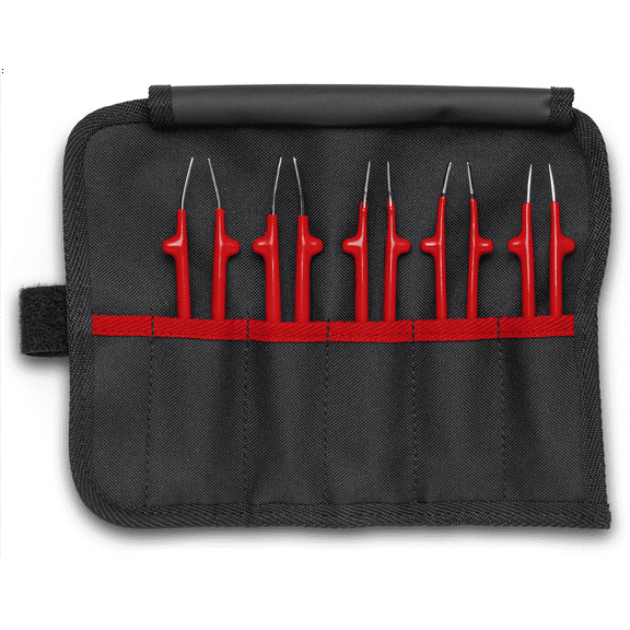 KNIPEX 5 Pc Stainless Steel Tweezer Set in a Tool Roll-1000V Insulated