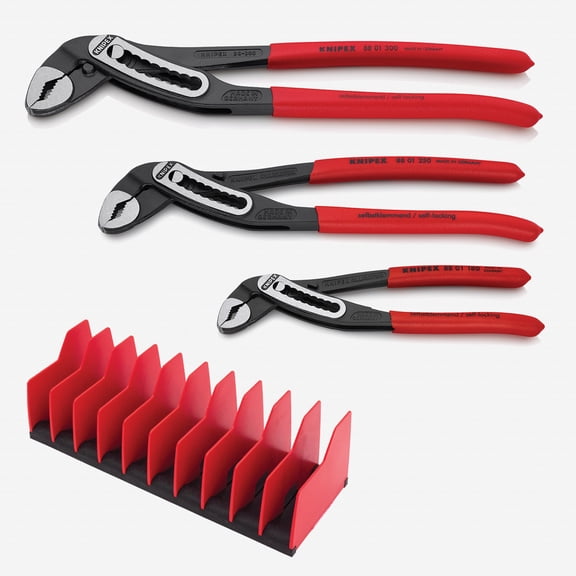 Knipex 7", 10", & 12" Alligator Pliers Set with Tool Holder, 4 Pieces