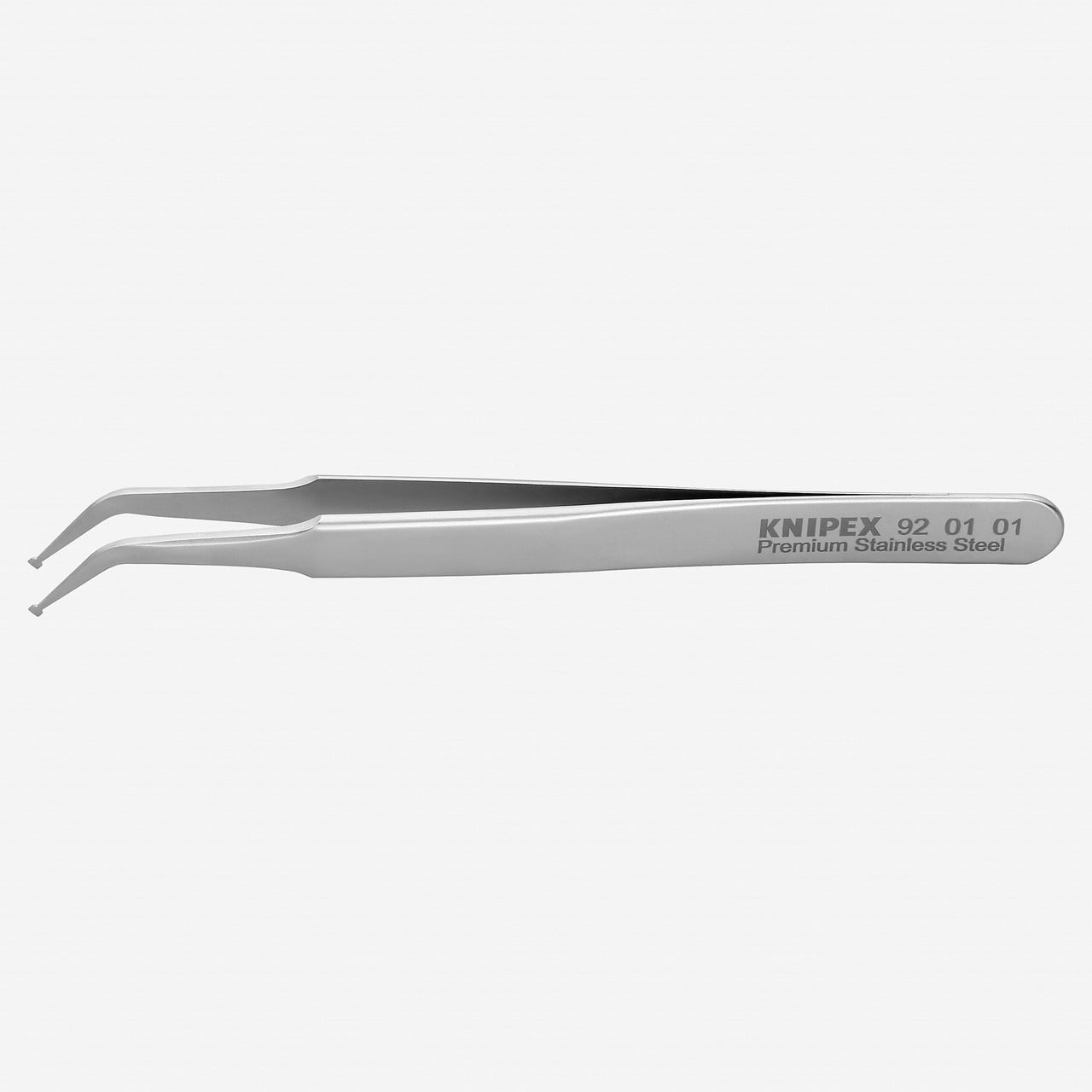 Knipex Stainless Steel SMD Positioning Tweezers, Angled, 4.5", Straight Tips