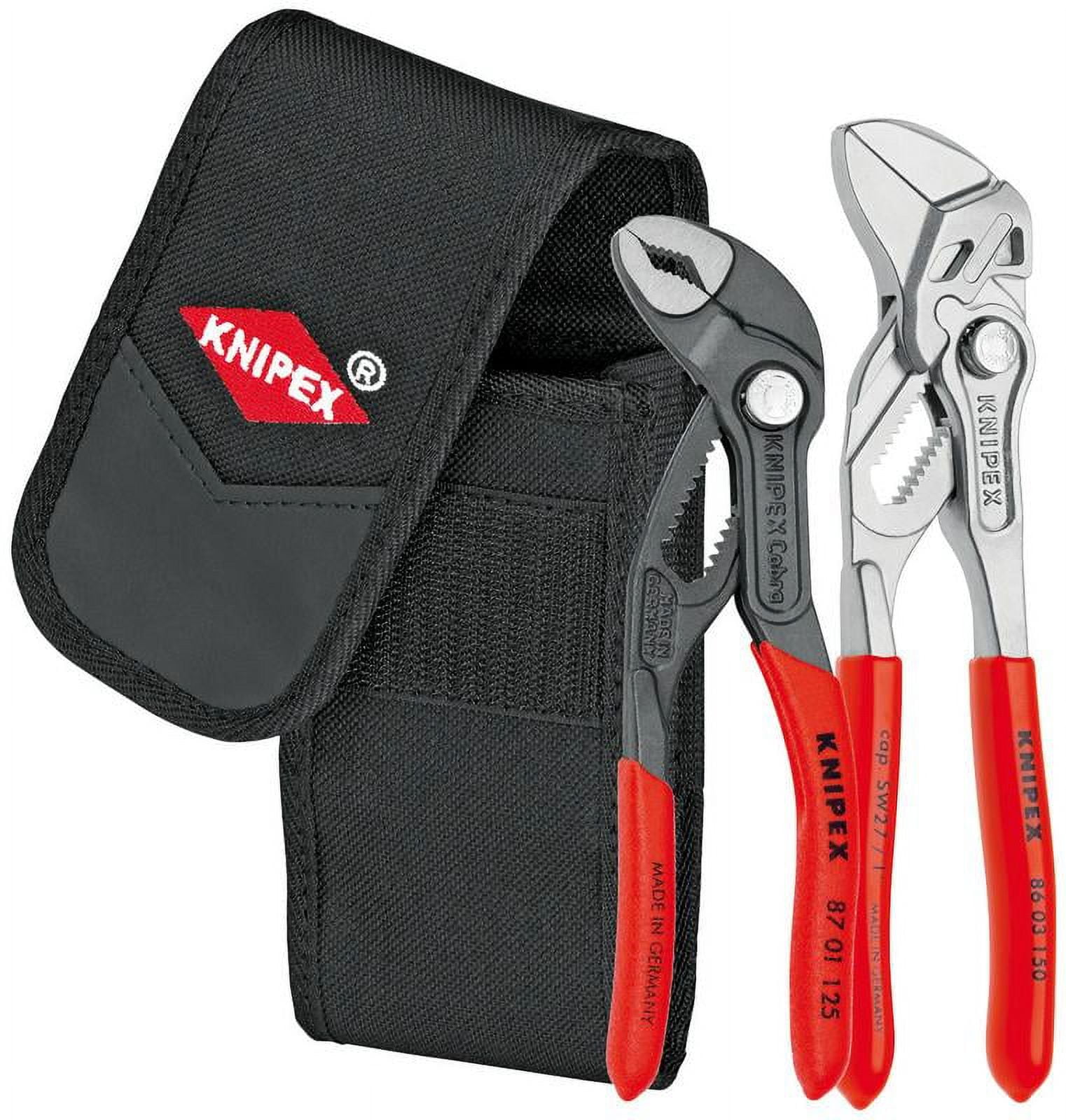 Knipex Tools 00 20 72 V01, Mini Cobra Pliers and Pliers Wrench 2-Piece Set  with Belt Pouch 