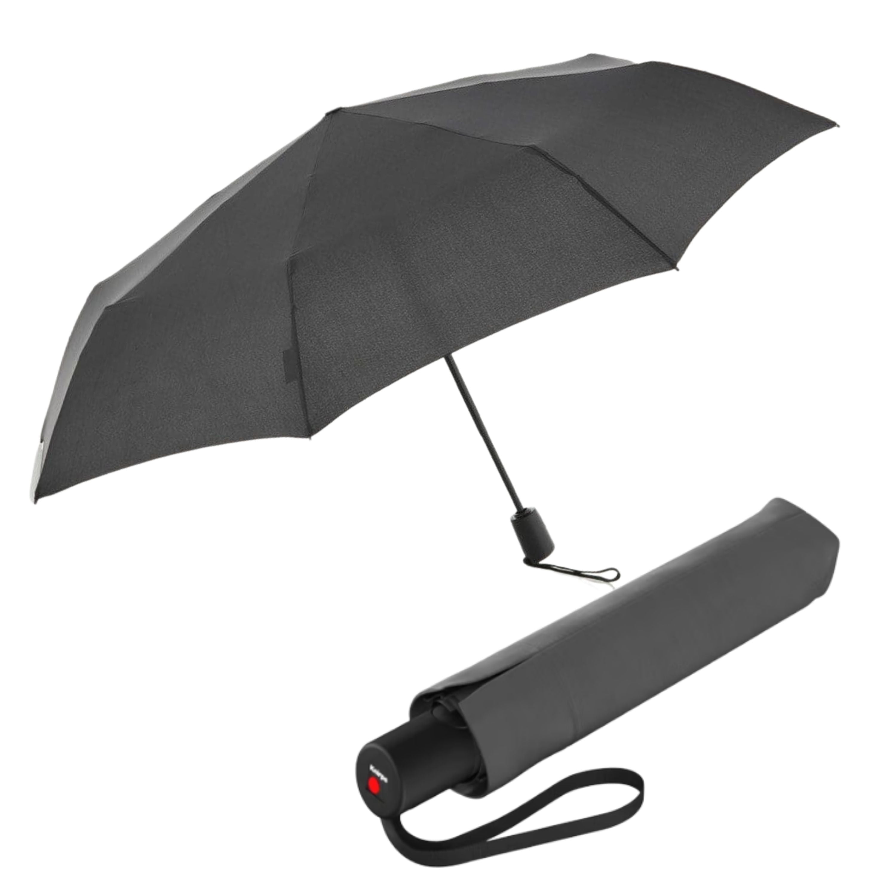 Knirps A.200 Medium Duomatic Windproof Rain Umbrella for Adults in Grey – Automatic Open Close Design, 38.5" Wind Resistant Canopy, Durable Steel Frame, Travel Case Included