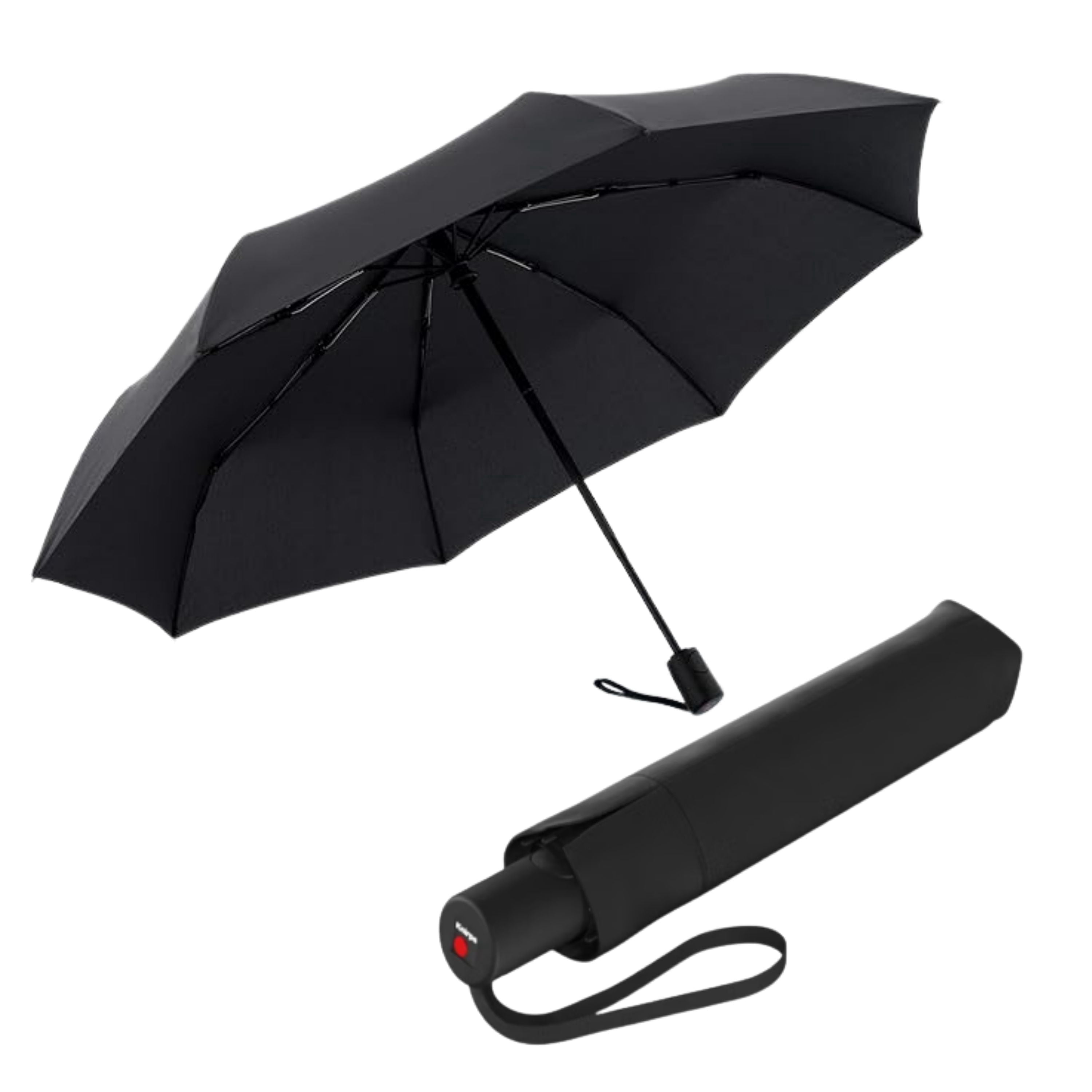 Knirps A.200 Medium Duomatic Windproof Rain Umbrella for Adults in Black – Automatic Open Close Design, 38.5" Wind Resistant Canopy, Durable Steel Frame, Travel Case Included