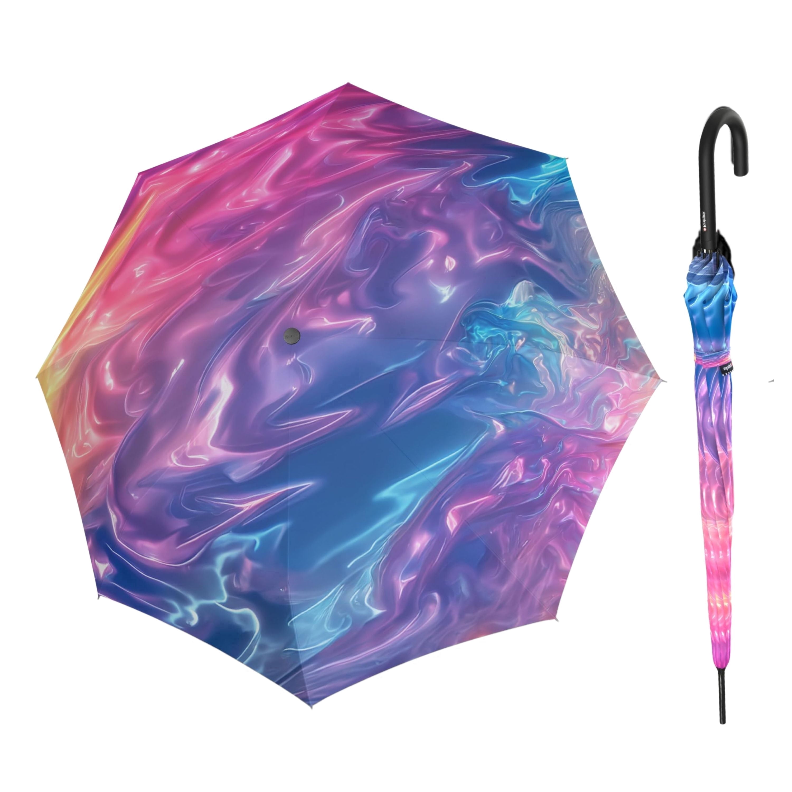 Knirps A.760 Curved Handle Rain Umbrella for Adults in Imagine – 42" Windproof Automatic Open Canopy, Ultra Lightweight Steel Aluminum Frame with Large Button, Rounded Tips, Polyester Case Included