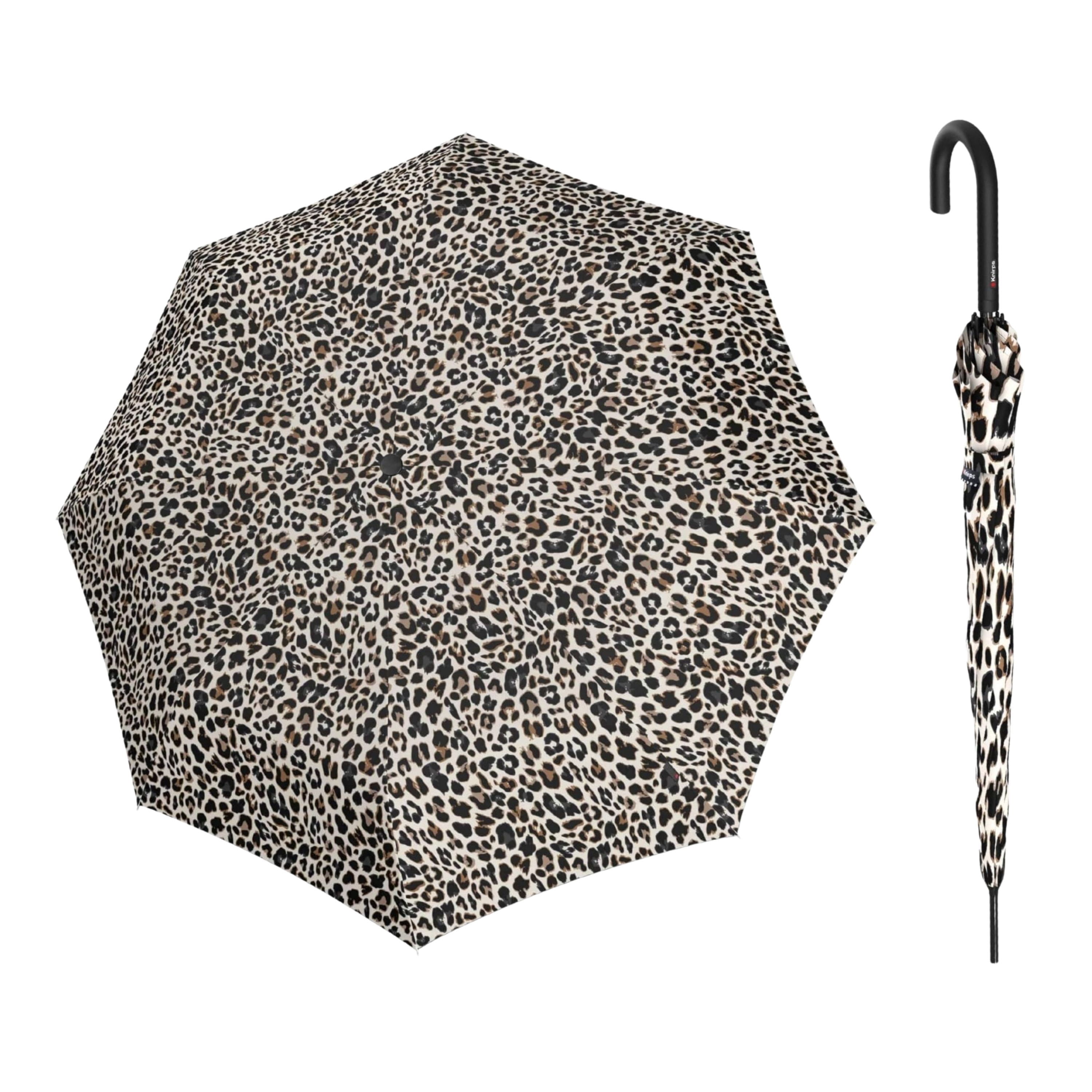 Knirps A.760 Curved Handle Rain Umbrella for Adults in Jaguar – 42" Windproof Automatic Open Canopy, Ultra Lightweight Steel Aluminum Frame with Large Button, Rounded Tips, Polyester Case Included