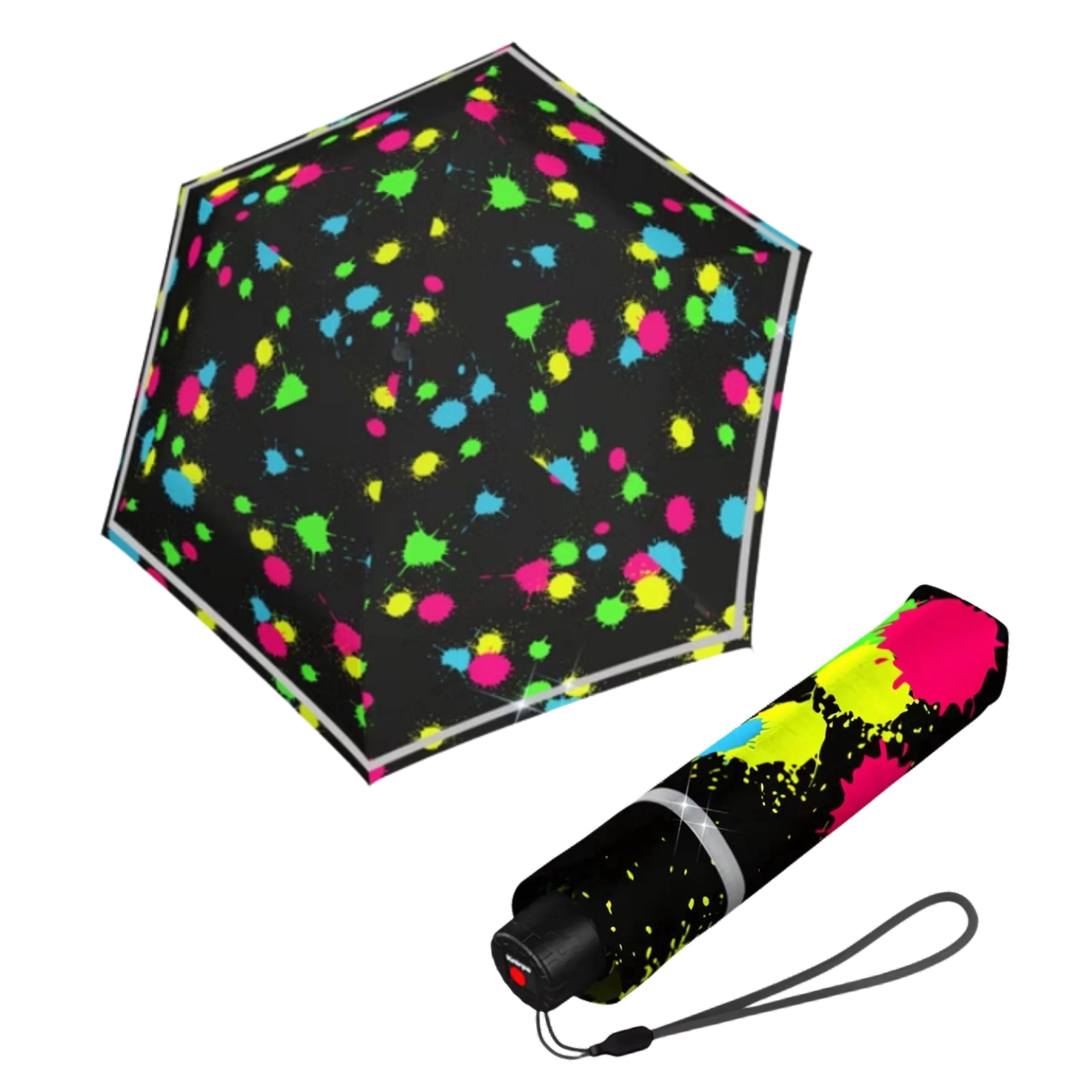 Knirps Bubble Bust Rookie Manual Rain Umbrella for Elementary and Middle School Kids – 35.4" Canopy with Reflective Safety Stripe, Lightweight Design, Wind Tunnel Tested, Carrying Case Included