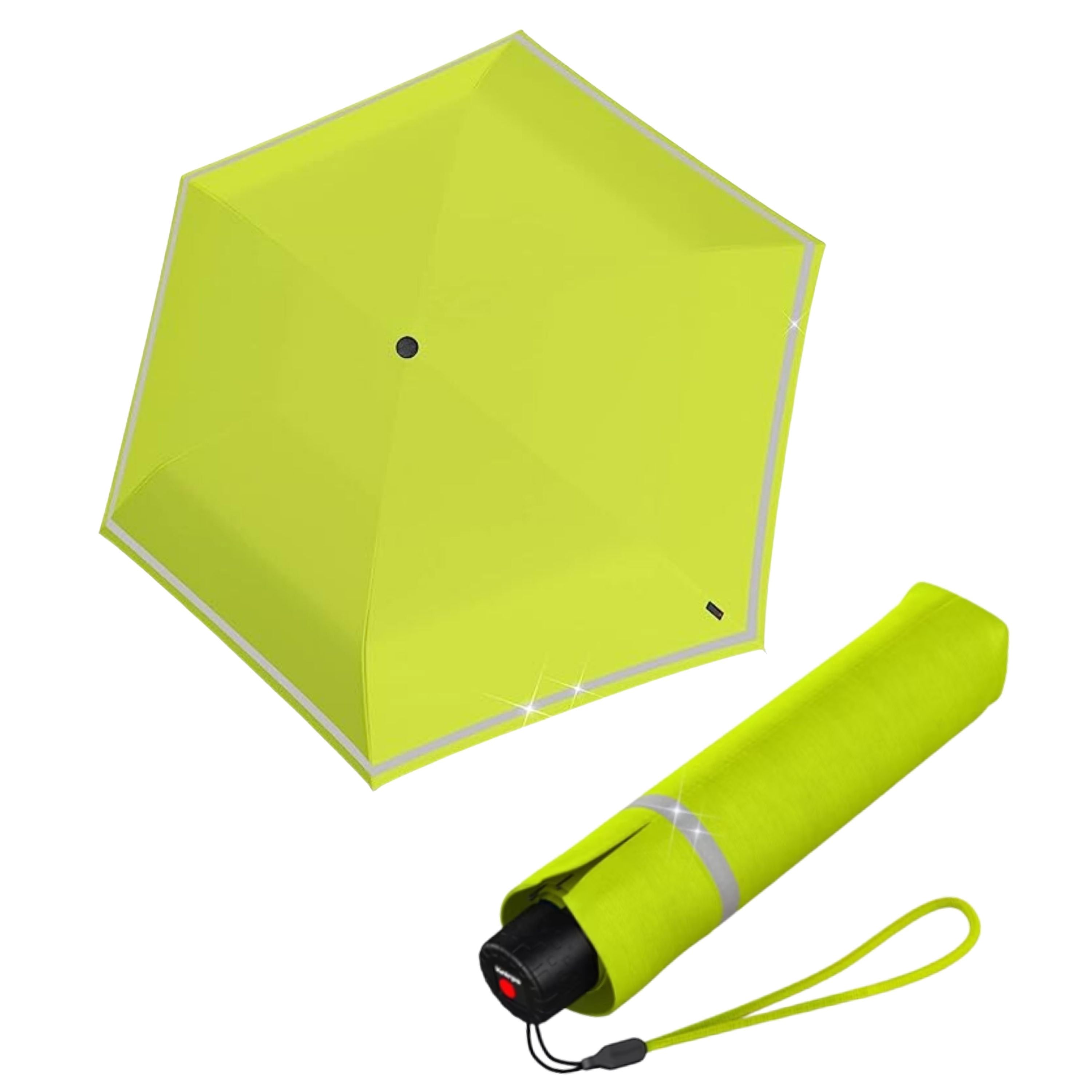 Knirps Lime Rookie Manual Rain Umbrella for Elementary and Middle School Kids – 35.4" Canopy with Reflective Safety Stripe, Lightweight Design, Wind Tunnel Tested, Carrying Case Included
