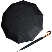 Knirps S.770 36 Long Automatic Stick Umbrella in Check  Premium Rain Protection with a 44.5 Canopy, 10 Reinforced Ribs, Italian Maple Wood Hook Handle - Windproof up to 62 mph, Gift Box Included