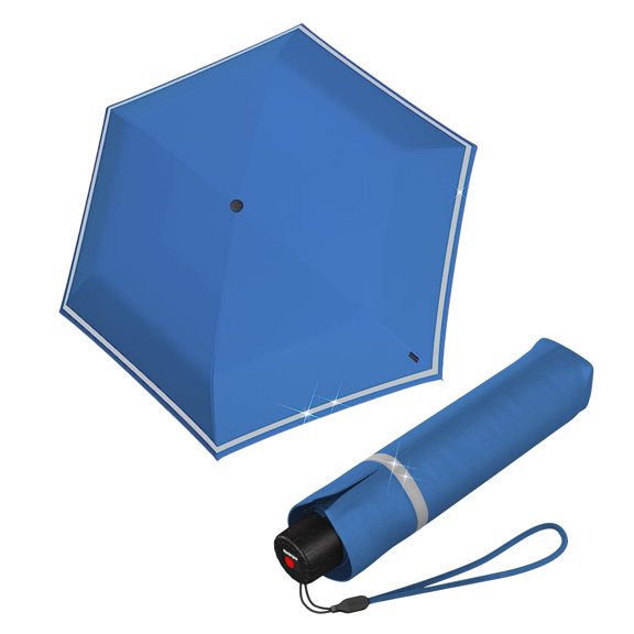 Knirps Surf Rookie Manual Rain Umbrella for Elementary and Middle School Kids 35.4" Canopy with Reflective Safety Stripe, Lightweight Design, Wind Tunnel Tested, Carrying Case Included