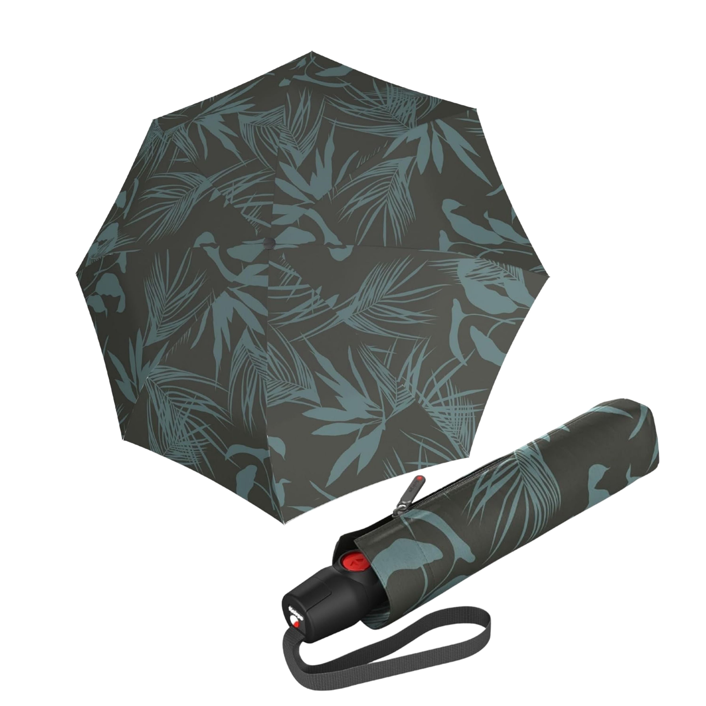 Knirps T.200 Duomatic Compact Rain Umbrella in Botany Olive – Wind Tunnel Tested to 93 mph, Aluminum Steel Fiberglass Frame, 38in Canopy, OEKO-TEX, High-Performance Automatic Travel Umbrellas