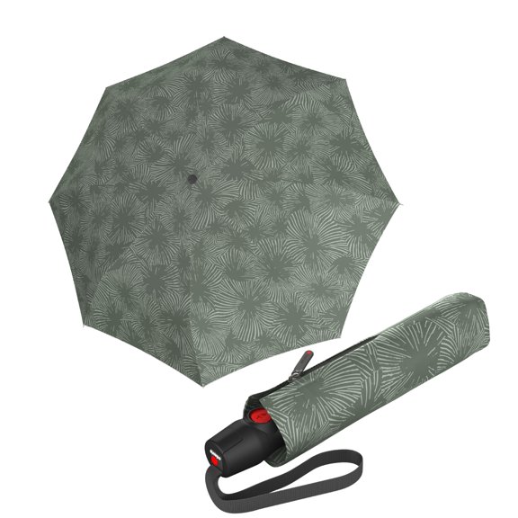 Knirps T.200 Duomatic Compact Rain Umbrella in Doodle Agave Wind Tunnel Tested to 93 mph, Aluminum Steel Fiberglass Frame, 38in Canopy, OEKO-TEX, High-Performance Automatic Travel Umbrellas