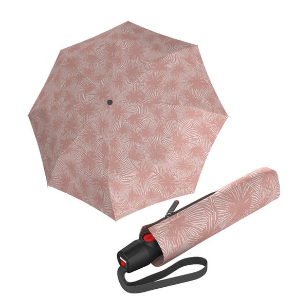 Knirps T.200 Duomatic Compact Rain Umbrella in Doodle Rose Wind Tunnel Tested to 93 mph, Aluminum Steel Fiberglass Frame, 38in Canopy, OEKO-TEX, High-Performance Automatic Travel Umbrellas