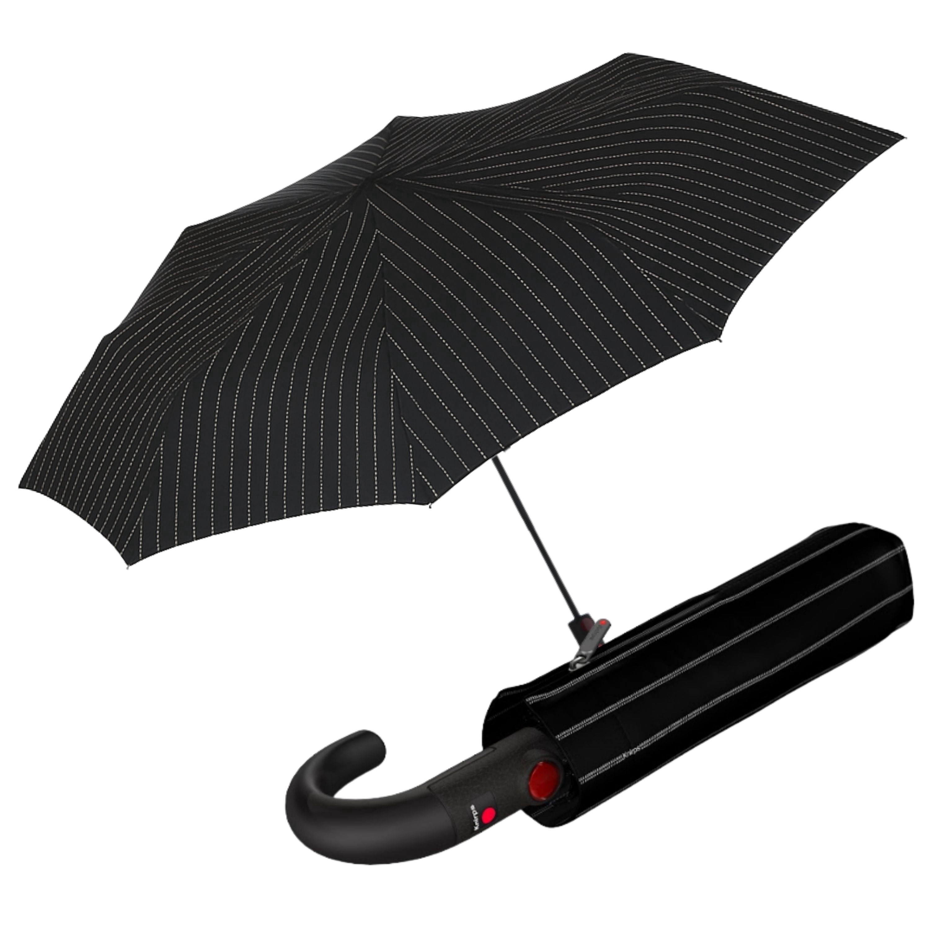 Knirps T.260 Duomatic Medium Pocket Rain Umbrella in Gatsby – Automatic Open Close, Wind-Tunnel Tested to 93mph, Hook Handle Design, 38in Canopy, OEKO-TEX, Fits in Backpacks & Purses