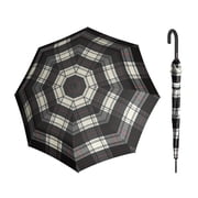 Knirps T.760 Automatic Long Stick Rain Umbrella in Check Black & White   Lightweight Cane Umbrella, 4in1 Canopy, Fiberglass Ribs & Steel Shaft, OEKO-TEX, Lacquered Round Handle, Wind-Tunnel Tested