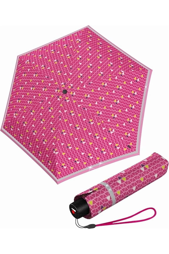 Triple Pink Rookie Manual Rain Umbrella for Elementary and Middle School Kids 35.4" Canopy with Reflective Safety Stripe, Lightweight Design, Wind Tunnel Tested, Carrying Case Included