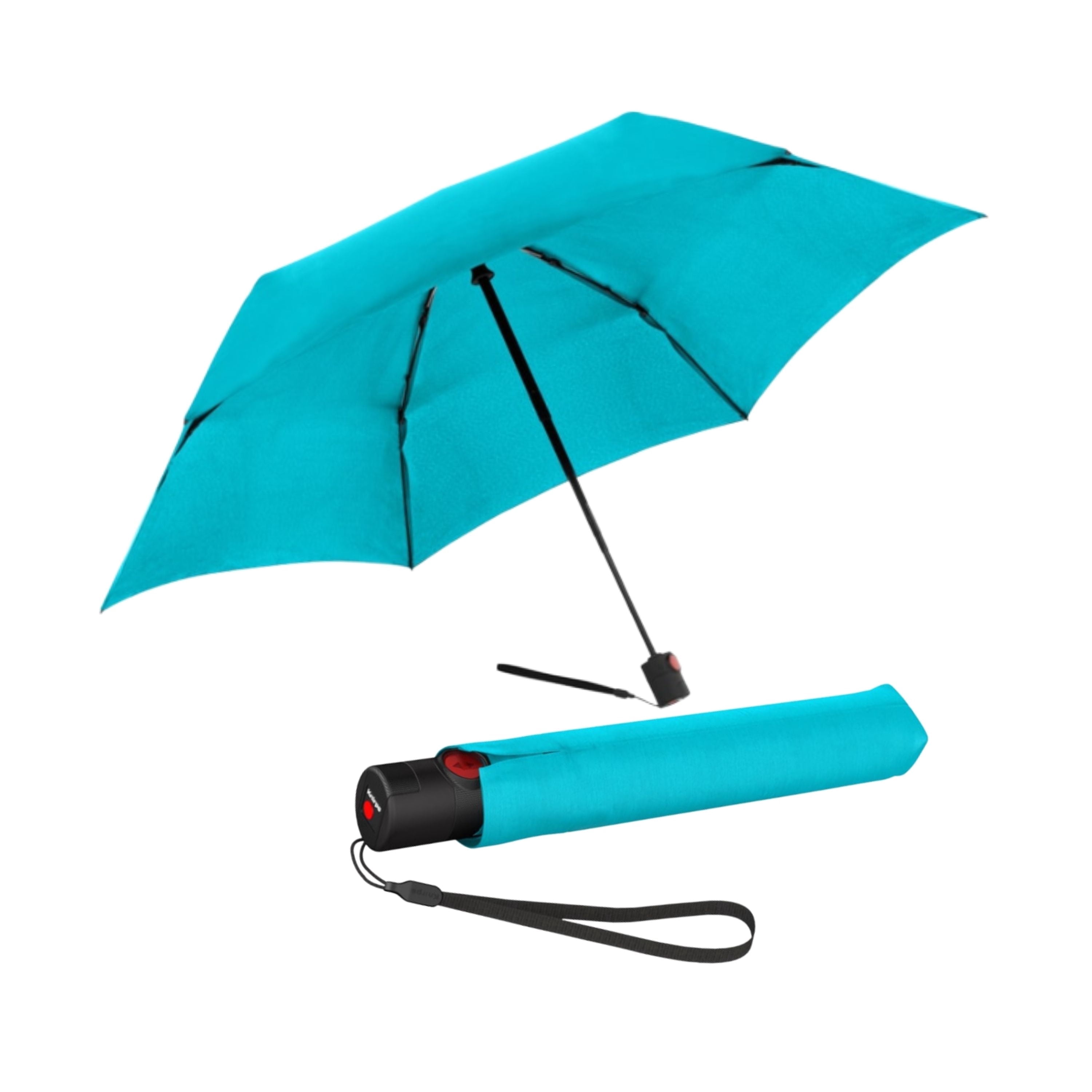 Knirps U.200 Ultra Light Automatic Rain Umbrella in Aqua – One-Touch Auto Open/Close, Wind-Tunnel Tested, 37in Canopy, Aluminum Fiberglass Frame, Pocket-Size Travel Umbrellas, Cover Included