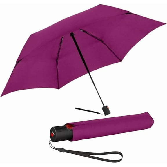 Knirps U.200 Ultra Light Automatic Rain Umbrella in Berry – One-Touch Auto Open/Close, Wind-Tunnel Tested, 37in Canopy, Aluminum Fiberglass Frame, Pocket-Size Travel Umbrellas, Cover Included