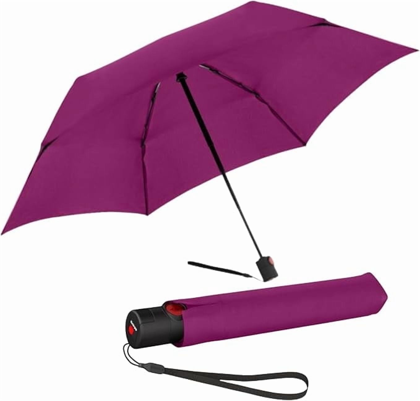 Knirps U.200 Ultra Light Automatic Rain Umbrella in Berry – One-Touch Auto Open/Close, Wind-Tunnel Tested, 37in Canopy, Aluminum Fiberglass Frame, Pocket-Size Travel Umbrellas, Cover Included