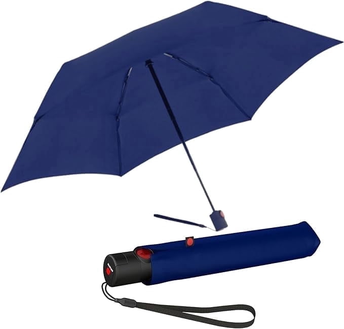 Knirps U.200 Ultra Light Automatic Rain Umbrella in Navy – One-Touch Auto Open/Close, Wind-Tunnel Tested, 37in Canopy, Aluminum Fiberglass Frame, Pocket-Size Travel Umbrellas, Cover Included