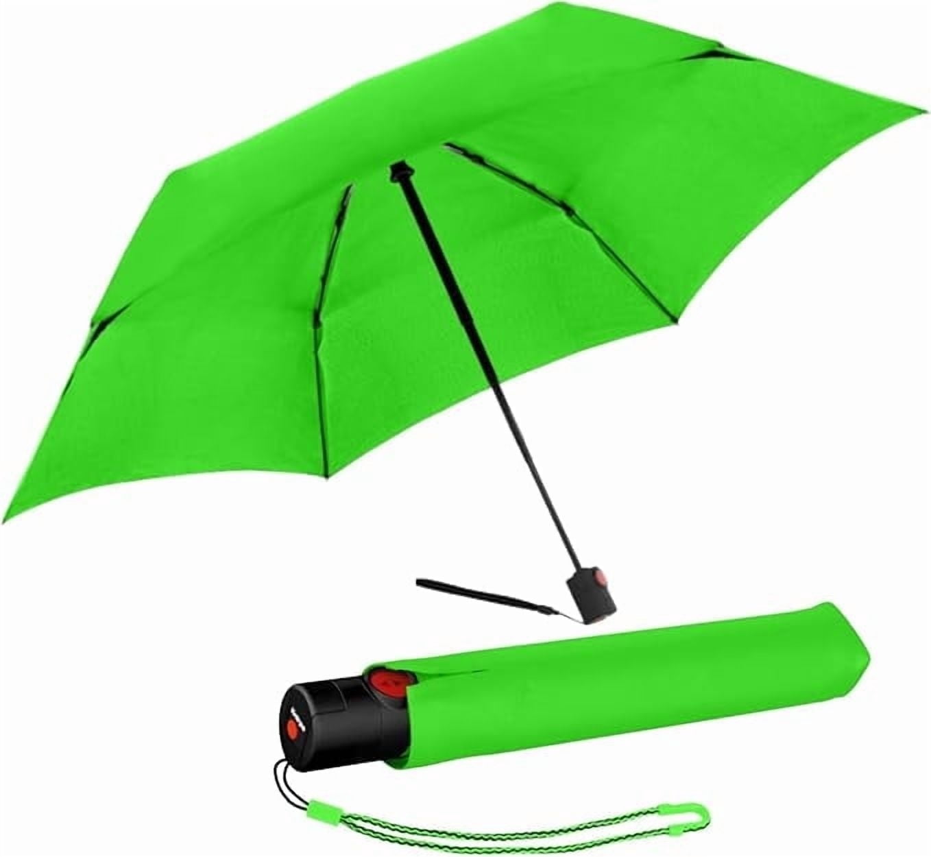 Knirps U.200 Ultra Light Automatic Rain Umbrella in Neon Green – One-Touch Auto Open/Close, Wind-Tunnel Tested, 37in Canopy, Aluminum Fiberglass Frame, Pocket-Size Travel Umbrellas, Cover Included