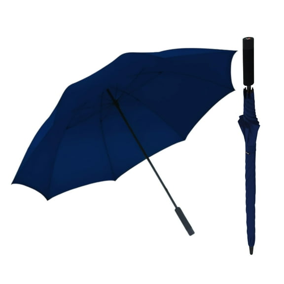 Knirps U.900 Ultra Light XXL Manual Open Close 52in Rain Umbrella in Navy – Large Quick Dry Double Canopy, Weighs 9oz, Windproof Up to 75mph - Durable Aluminum Carbon Frame & Non Slip Handle